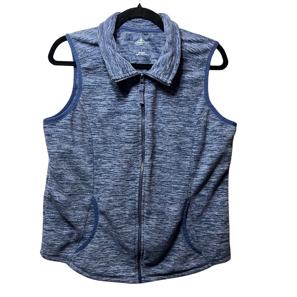 St Johns Bay Active Blue‎ Heathered Space Dye Full Zip Vest Large Large